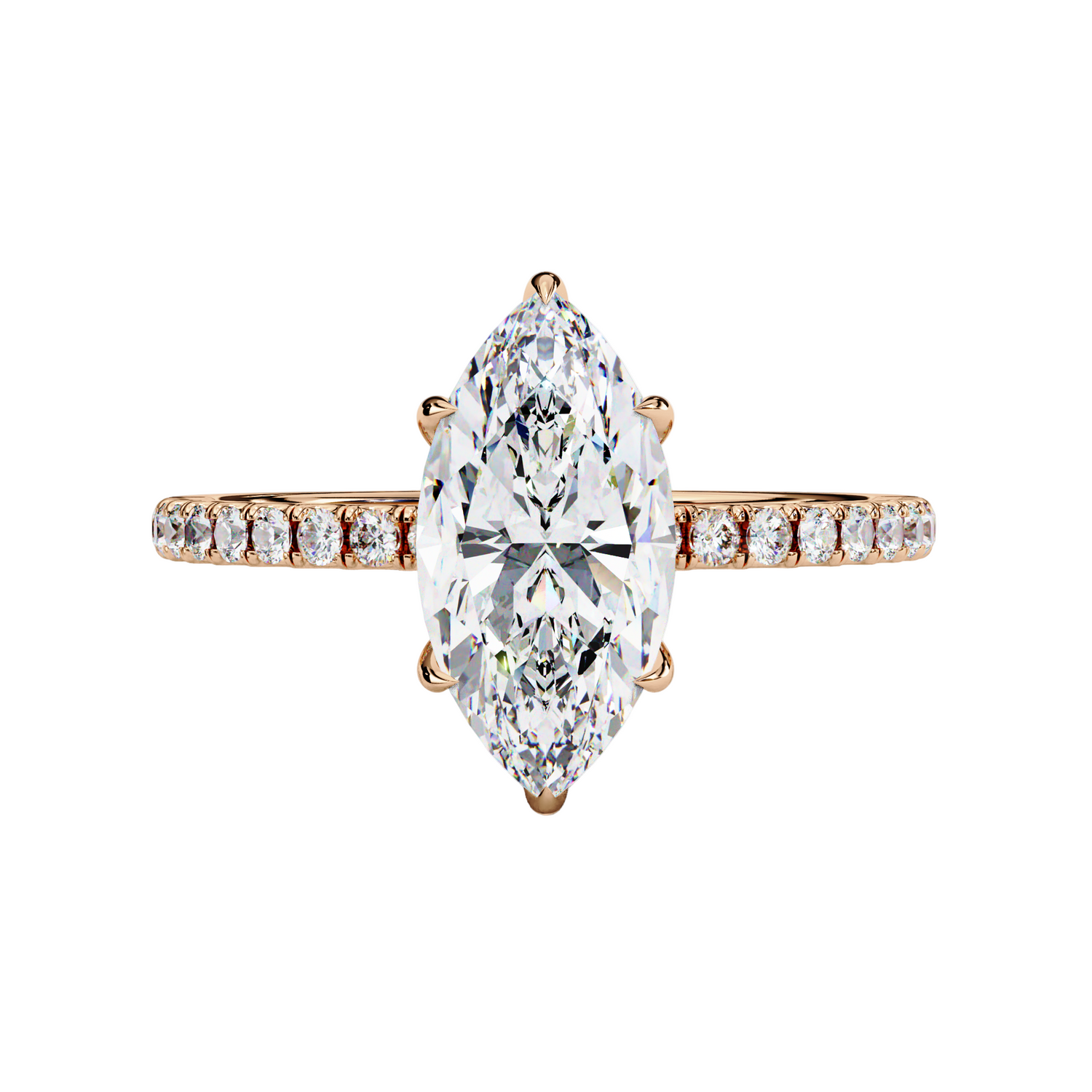 Swatch Marquise Lab Grown Diamond Solitaire Engagement Ring with Hidden Halo Accent