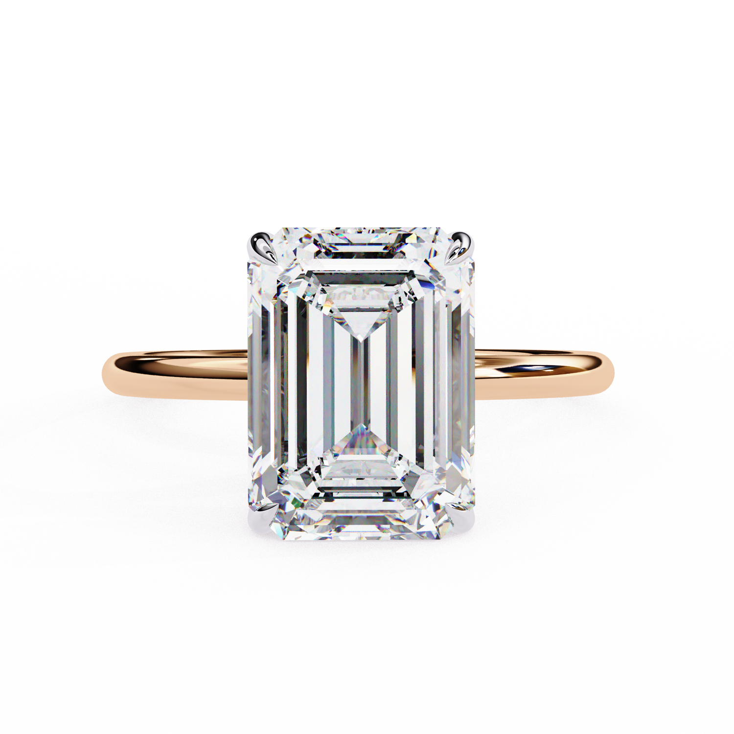 Swatch Emerald Lab Grown Diamond Engagement Ring with 0.10ct Hidden Halo Shank