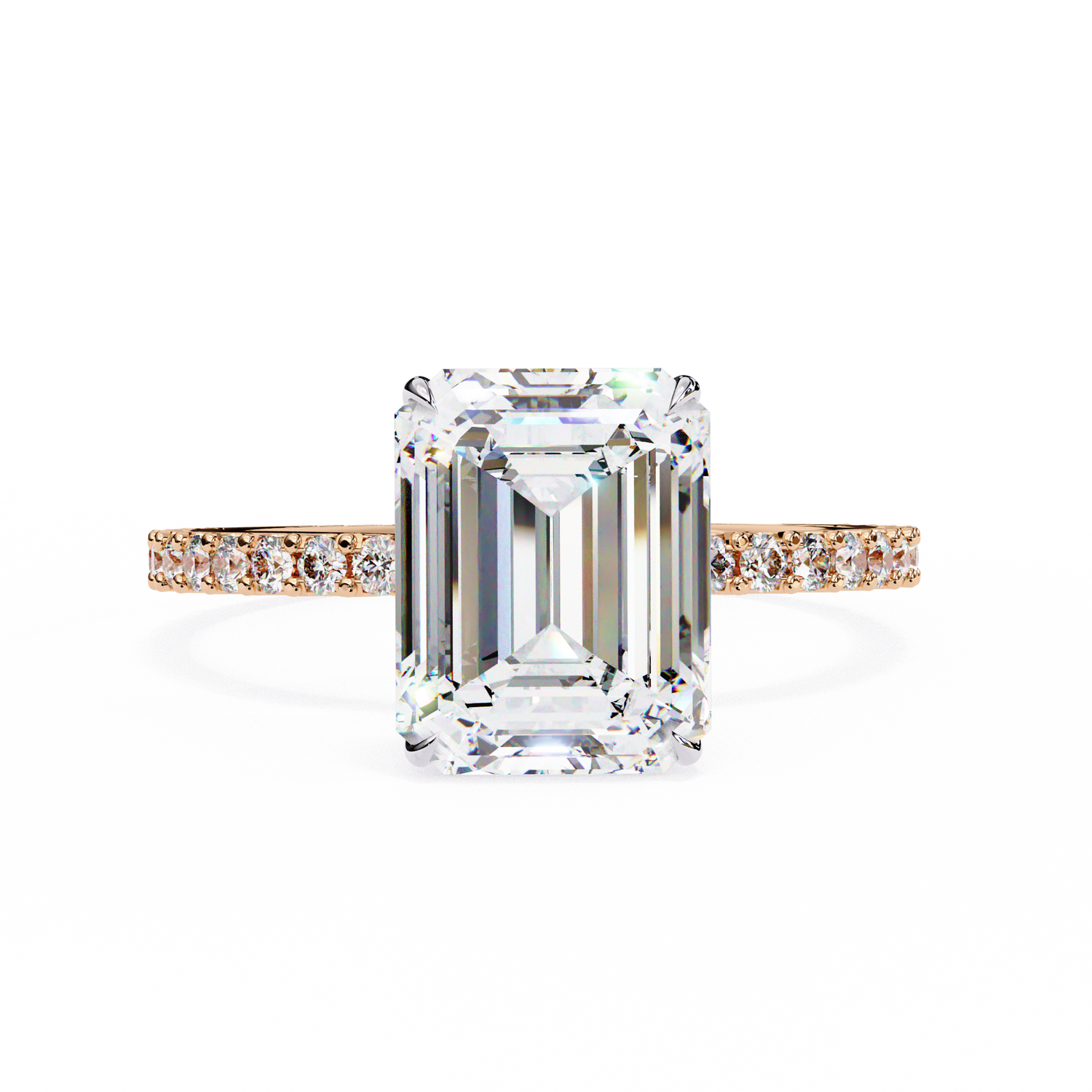 Swatch Emerald Lab Grown Diamond With Round Hidden Halo Engagement Ring