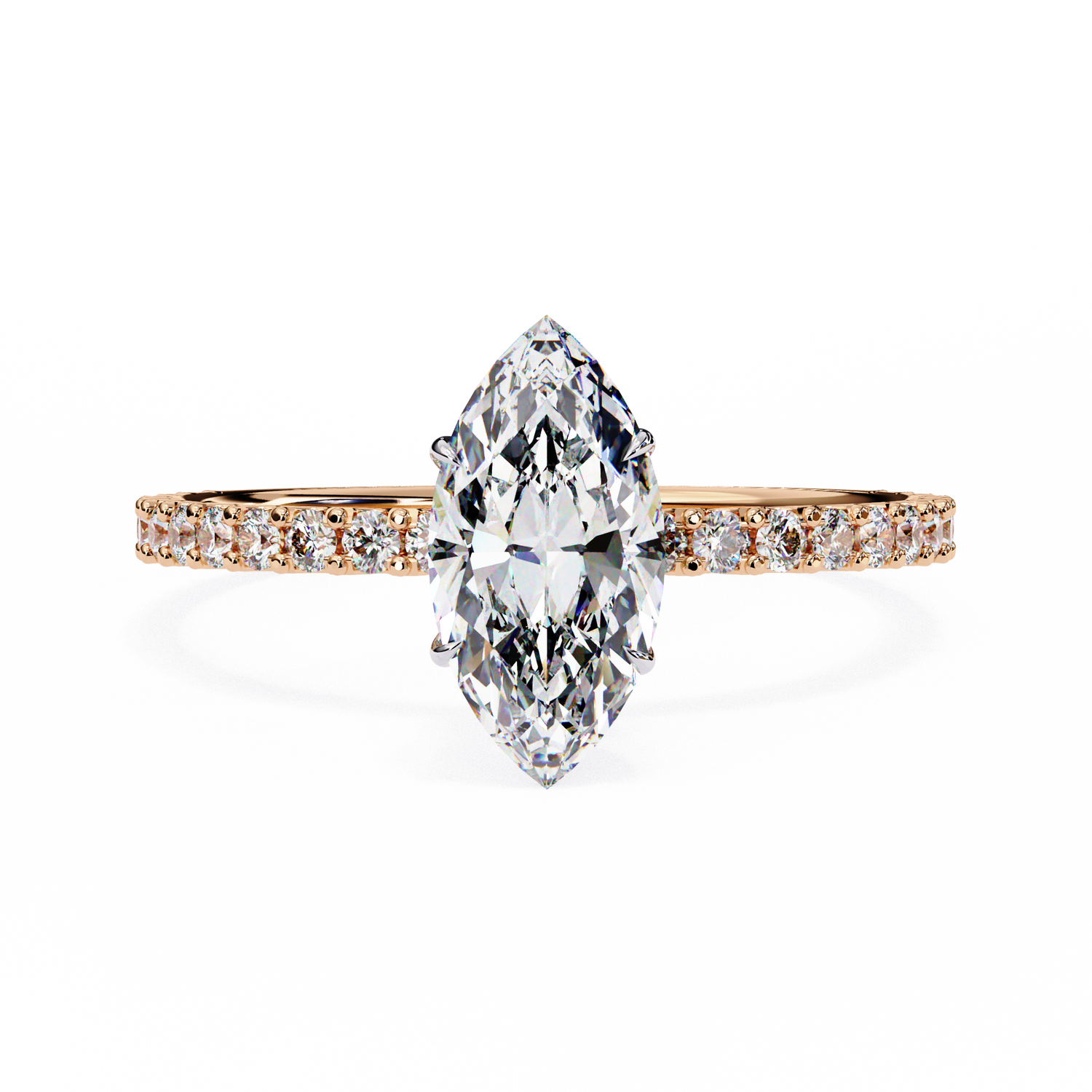 Swatch Marquise Lab Grown Diamond With Round Hidden Halo Engagement Ring