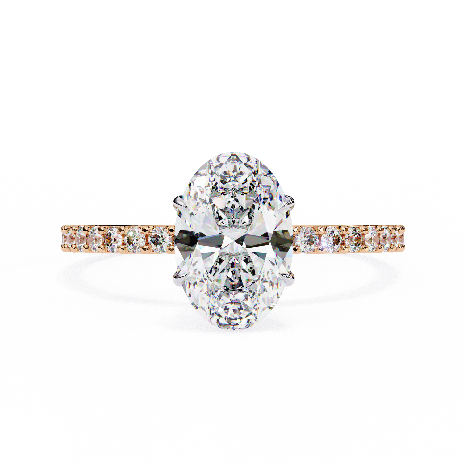 Swatch Oval Lab Grown Diamond With Round Hidden Halo Engagement Ring