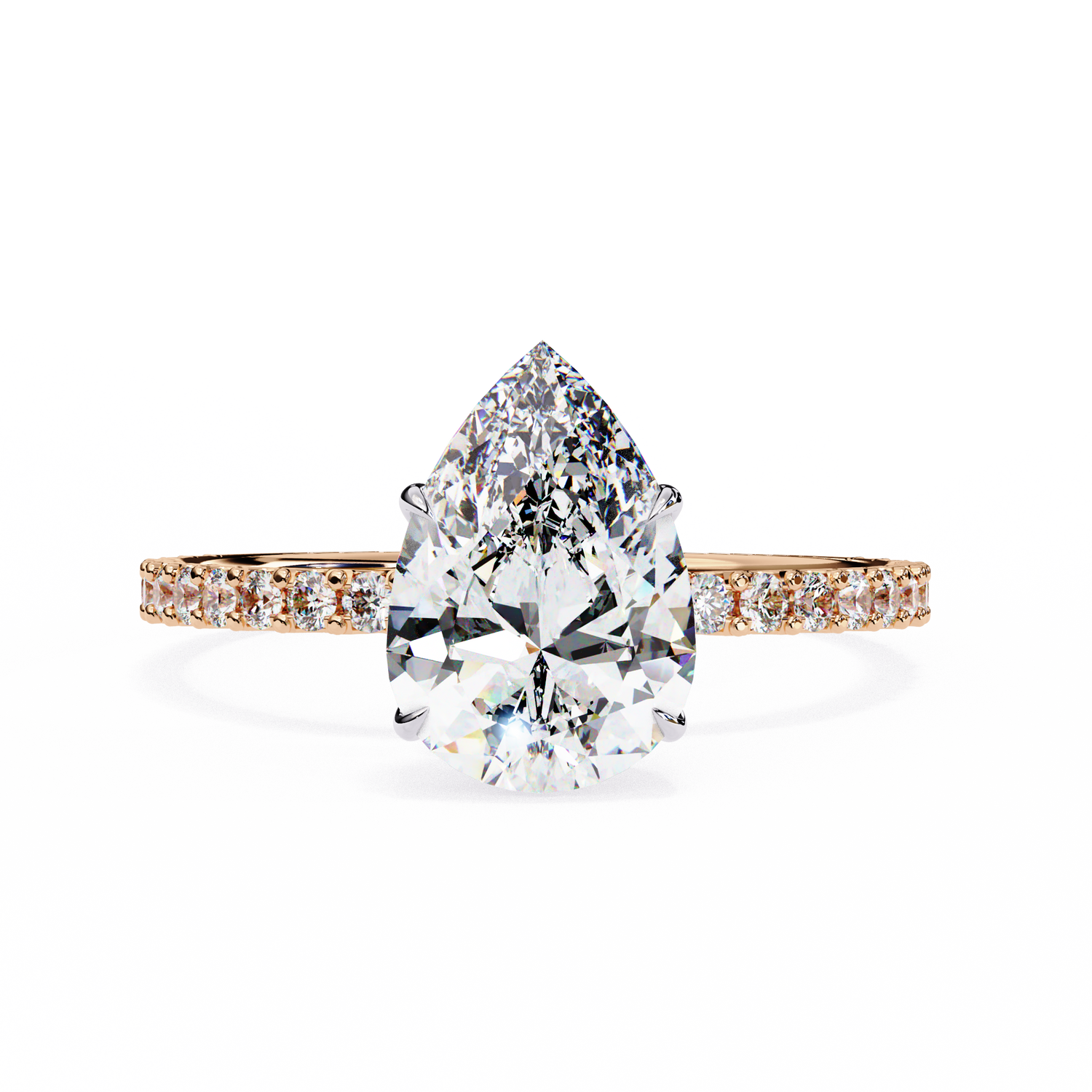 Swatch Pear Lab Grown Diamond With Round  Hidden Halo Engagement Ring