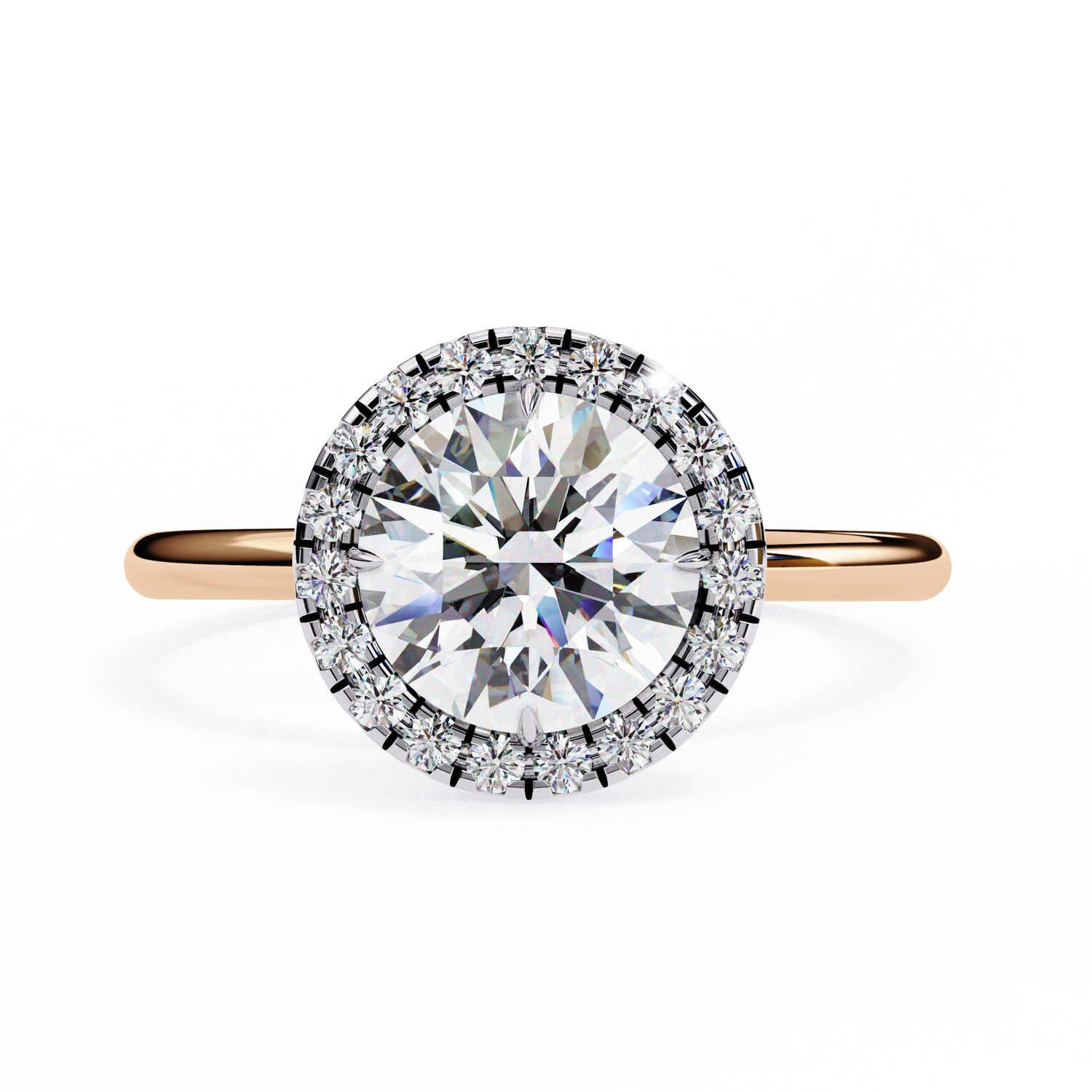 Swatch Round Cut Lab Grown Diamond With Round Halo Engagement Ring