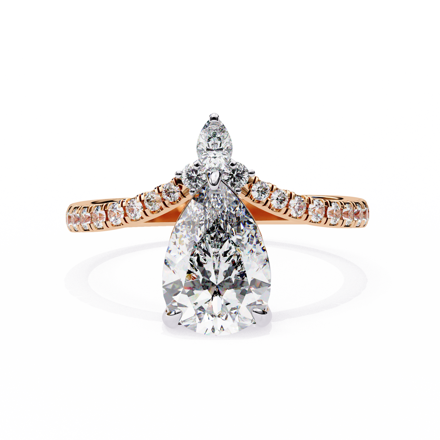 Swatch Pear Lab Grown Diamond Side Stone Engagement Ring