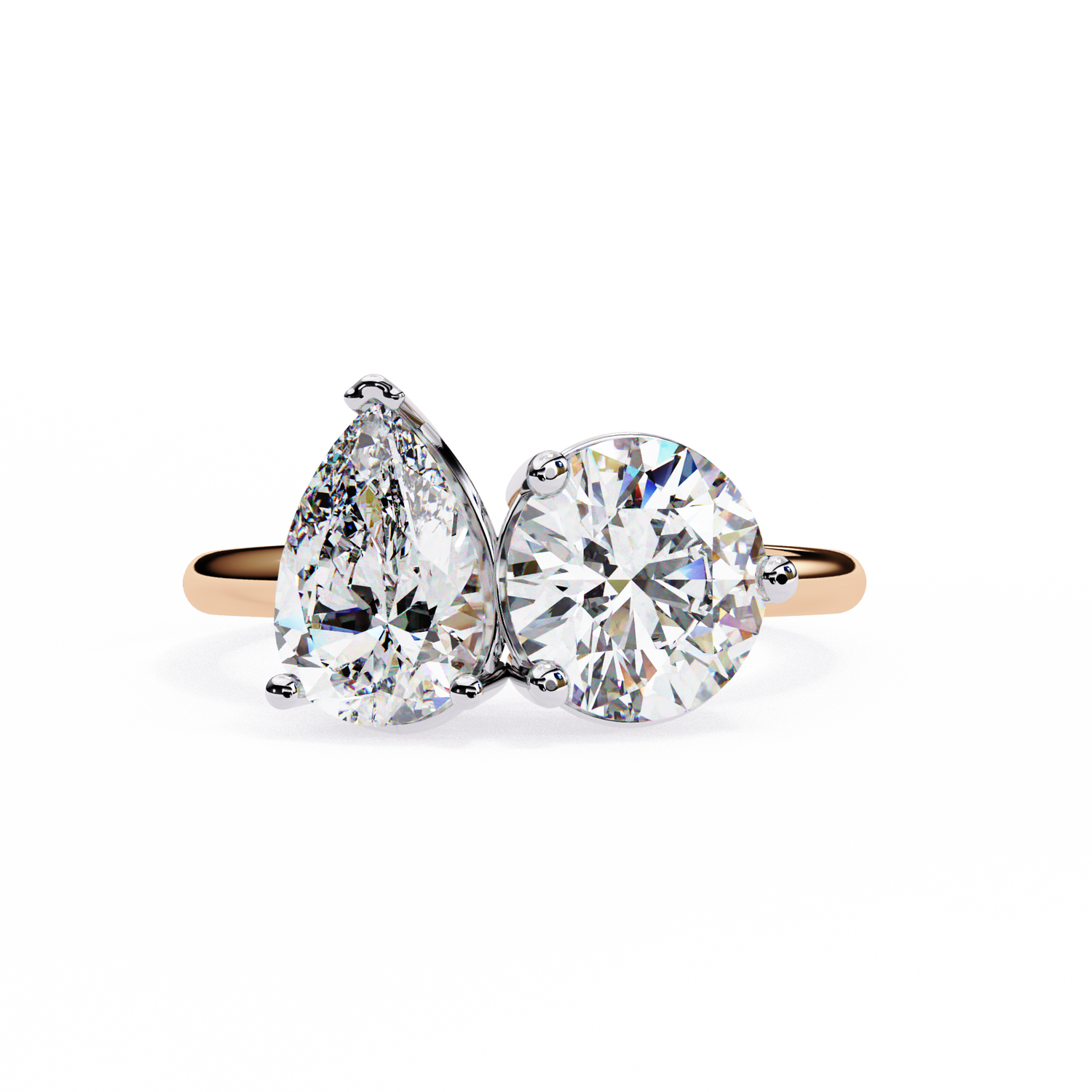 Swatch Pear and Round Lab Grown Diamond Toi-et Moi Engagement Ring